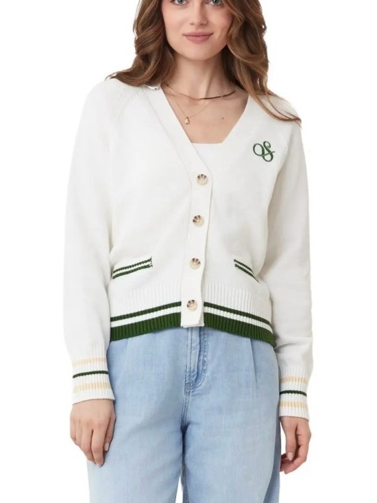Scotch & Soda Sweaters - New! Scotch & Soda Amsterdam White Cardigan with Green Trim Small